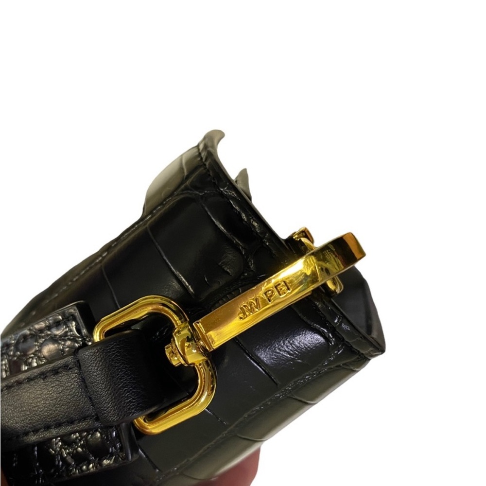 JW PEI Black Croc Crossbody Vegan Leather